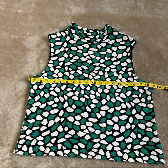 St. John Pebble High Neck Sleevelss Tank Top Green Black Size Large - Picture 10 of 12